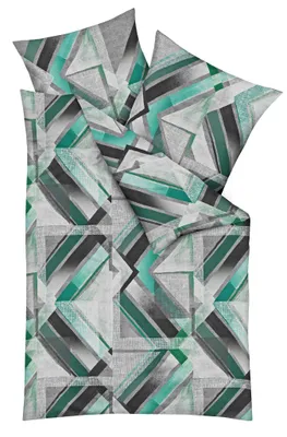 Produktbild von JACK by Kaeppel Fein Biber Bettwäsche 2tlg. Elevate Grün Anthrazit Silber 155x220cm Bettwäsche