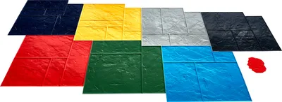 Zdjęcie produktu dla SucceBuy betonowa mata do stemplowania, 61 x 61 cm, 7-częściowa poliuretanowa forma do teksturowania łupków, bezszwowy odcisk płytek kamiennych do dekoracyjnych powierzchni zewnętrznych, wielokolorowa