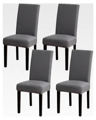 Produktbild von Stuhlhussen 4er Set, Stretch Abnehmbare Waschbare Stuhlbezüge, Stretch Stuhlhussen mit Gummiband, für Hotel, Bankett, Restaurant, Zuhause, Party, Hochzeit (Grau, 4 Stück)
