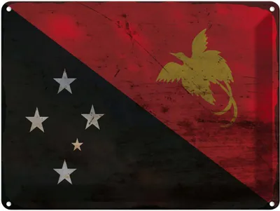 Produktbild von vianmo Blechschild 30x40 cm Papua?Neuguinea New Guinea Flagge Fahne Wappen