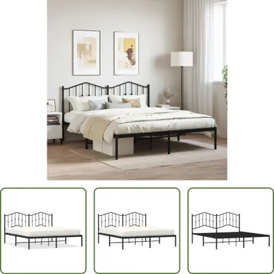 Produktbild von The Living Store Bettgestell mit Kopfteil Metall Schwarz 160x200 cm