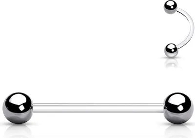 Produktbild von viva-adorno 1,6 x 20 x 5mm Barbell Piercing Stab Kunststoff flexibel Stahlkugeln Zungenpiercing Industrial Z264