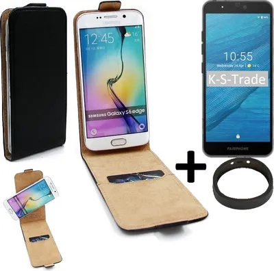Produktbild von K-S-Trade TOP SET Handyhülle kompatibel mit Fairphone Fairphone 3 360° Flipstyle Schutzhülle Smartphone Tasche schwarz + TPU Bumper, Case Hülle