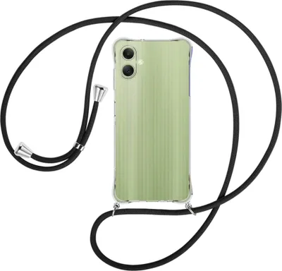 Produktbild von Handykette Backcover-Schutzhülle mit Band (Metall silberfarben) für Samsung Galaxy A06 4G - schwarz