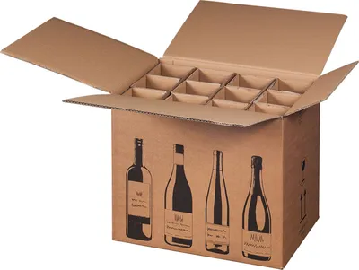 Produktbild von 5 x Flaschen-Versandkarton, für 12 Flaschen, Weinkarton Weinversandkarton PTZ-