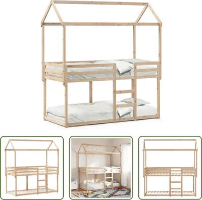 Produktbild von The Living Store Etagenbett mit Dach 80x200 cm Massivholz Kiefer
