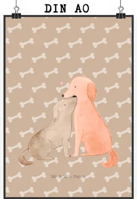 Produktbild von Mr. & Mrs. Panda Bild Hunde Liebe DIN A0 - Hundeglück - Geschenk, Kunstdruck, Hund, wanddeko, Herz, Plakat, Deko Poster, Sprüche, drucke, Vertrauen, Kuscheln