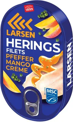Produktbild von LARSEN Heringsfilets in Pfeffer-Mango-Creme MSC 200g