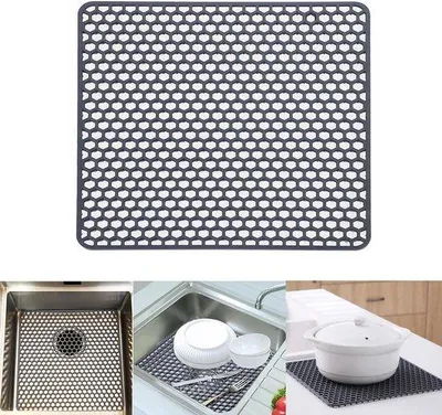 Immagine prodotto di Tappetino in silicone per lavello - Tappetino antiscivolo per lavello - 30,5 x 30,5 cm - Tappetino morbido di protezione per lavello - Tappetino resistente al calore per frutta e verdura - Nero