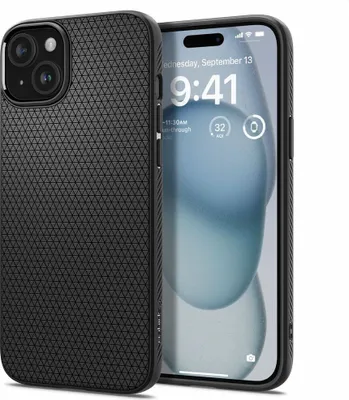 Produktbild von Spigen Liquid Air Case Hülle Kompatibel mit iPhone 15 - Schwarz