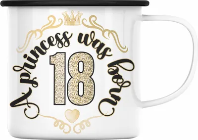 Produktbild von Trendation - 18. Geburtstag Geschenk Mädchen Frauen Lustiger Spruch 18er Geburtstagsgeschenk Emaille Tasse (Schwarz)