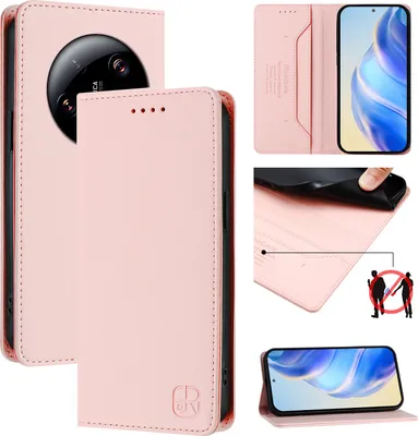 Produktbild von Lederhülle für Xiaomi 13 Ultra Hülle Flip Brieftasche Kartenfächern Ständer Schutzhülle Pink