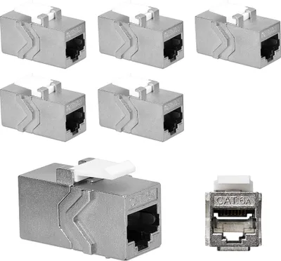 Produktbild von kwmobile 6x Keystone Modul für CAT 6A Kabel - 10 Gbit/s geschirmt Metall Gehäuse Schnappverschluss - Netzwerkkupplung Anschluss - Kabelverlängerung