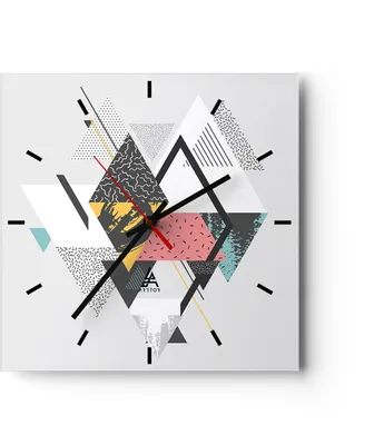 Produktbild von Wanduhr - Quadrat - Glasuhr - Abstraktion modern - 30x30cm - Schleichendes Uhrwerk - Lautlos - zum Aufhängen bereit - Dekoration Modern - Wanddekoration aus Glas - C3AC30x30-3793