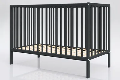 Łóżeczko niemowlęce Dominik 120x60 cm z gryzakami kolor antracyt – zdjęcie produktu 1