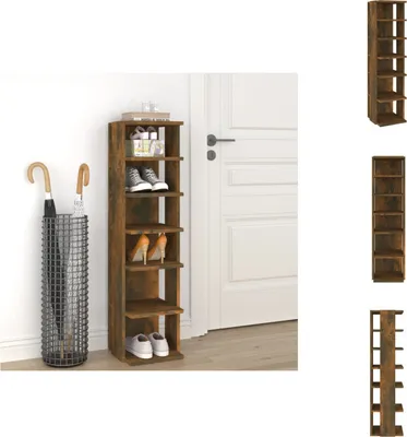 Immagine prodotto di vidaXL Scarpiera in rovere affumicato 27,5x27x102 cm in legno - Scarpiere e armadietti