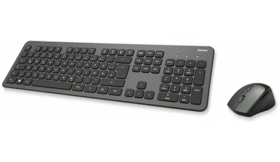 Zdjęcie produktu dla Hama KMW-700, Pełnowymiarowy (100%), Bezprzewodowy, RF Wireless, QWERTZ, Antracyt, Czarny, Dołączona myszka