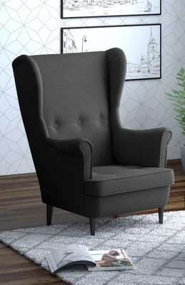 Produktbild von Ohrensessel Leo, Dunkelgrau, mit den Maßen 85 cm (B) x 90 cm (T) x 105 cm (H)