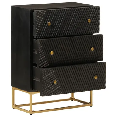 Zdjęcie produktu dla vidaXL Komoda z szufladami czarna 55x30x76 cm lite drewno mango i żelazo