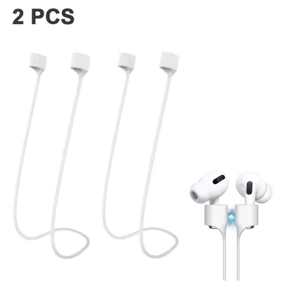 Produktbild von 2 Paar magnetische Anti-Lost-Gurte für AirPods, weiches Silikon-Sport-Lanyard, Umhängekordel, weiß
