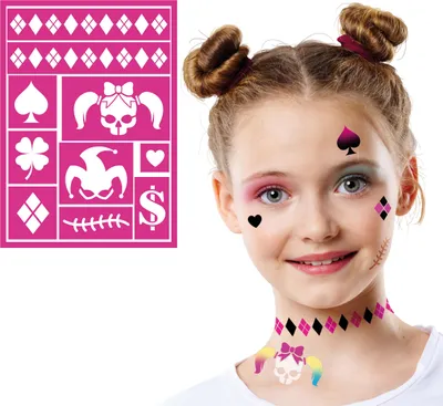 Immagine prodotto di Unicorno esperienza stencil make-up set principesse carnevale magia fantasia pittura del viso creativo bambini gioco stencil mondo dei sogni colore gioco pittura del viso, colore: rosa