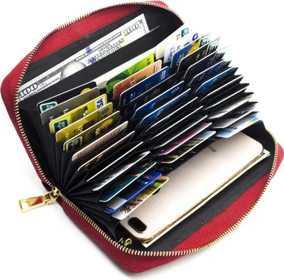 Image de Porte-monnaie Femme Porte-cartes de crédit Grand Porte-monnaie en cuir RFID Blocking Protection Wallet Grand Porte-monnaie Femme