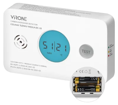 Immagine prodotto di Rilevatore di monossido di carbonio con display LCD e durata di 10 anni