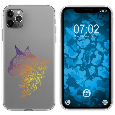 Produktbild von PhoneNatic Case kompatibel mit Apple iPhone 11 Pro Max Silikon-Hülle Floral Katze M2-3