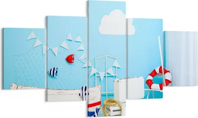 Produktbild von Bild auf Leinwand - Leinwandbild - Boot Anker Wolken Junge - 125x70cm - Wand Bild - Wanddeko - Leinwanddruck - Bilder - Kunstdruck - Wanddekoration - Leinwand bilder - Wandkunst - EA125x70-2940
