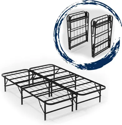 Produktbild von Klappbett Metall 140x200 cm faltbar – Bettrahmen Stahlgitter ohne Lattenrost, Einzelbett Gästebett 250 kg, 36 cm Höhe Stauraum