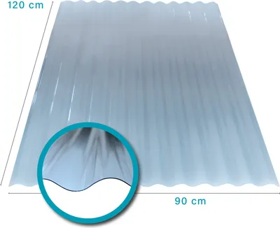 Produktbild von Kaiser plastic Wellplatte Sinus | 900 mm x 1200 mm | aus Polycarbonat | Stärke 0,8 mm | Welle 76/18 | 1 Stk.