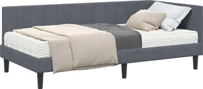 Produktbild von vidaXL Eckbettgestell mit Matratze mit Kopfteil 2 pcs Grau Samt