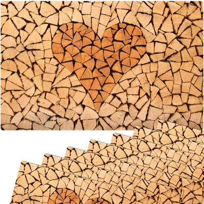 Immagine prodotto di Set di 8 tovagliette lavabili in stile casa di campagna, effetto legno di cuore