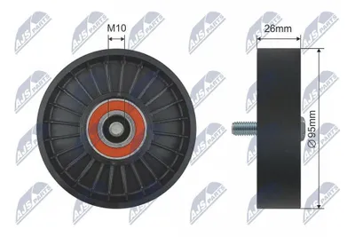 Produktbild von NTY RRK-KA-301 Umlenkrolle Keilrippenriemen 95mm für HYUNDAI Tucson (TL, TLE) für KIA SPORTAGE (SL)