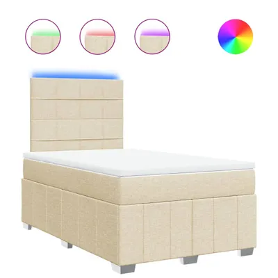 Zdjęcie produktu dla vidaXL Łóżko sprężynowe z materacem kremowe 120x190 cm tkanina