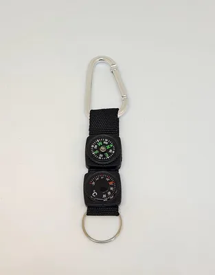 Productafbeelding van Jumada – Multifunctioneel outdoorgereedschap – Kompas, thermometer, karabijnhaak – metalen ketting – gadget voor kamperen, wandelen en klimmen