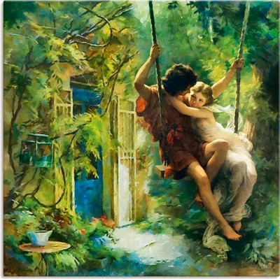 Produktbild von ARTland Leinwandbild Paar auf einer Schaukel Größe: 50x50 cm
