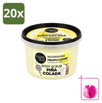 Imagen del producto de 20 exfoliantes corporales orgánicos con aroma a piña y coco - 250 ml - Paquete ahorro - 20 unidades