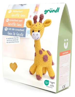 Produktbild von Gründl Häkelset Kuscheltier,Giraffe Gina,Esel Eddy,Robbe Robby,Tiger Timmy Giraffe Gina