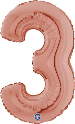 Produktbild von Riesenzahl Folienballon 26"/66cm | Rosegold Zahl: 3