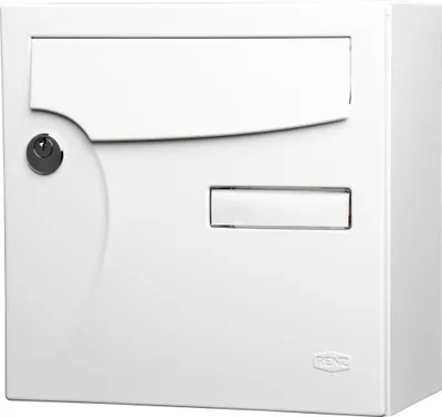 Produktbild von RENZ Standard 1-türiger Außenbriefkasten, Stahl weiß glänzend