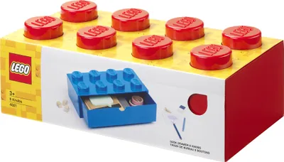 Produktbild von LEGO DESK DRAWER 8 Schreibtisch-Schubladenbox, Rot, 8 Noppen Stein-Design, Polypropylen (PP), 316x158x113mm (LxBxH), stapelbar & kombinierbar