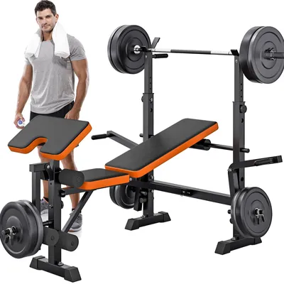 Image de Banc de musculation – Banc de haltères – Banc de fitness – Banc d'entraînement – Réglable – Avec support de squat et extension de jambes