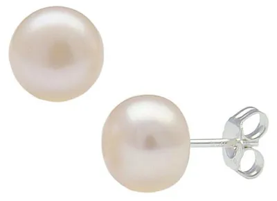 Produktbild von Perlen Stecker Ohrstecker, 925 Silber, Süßwasser-Zuchtperlen rose Perlenstecker ca. 8,5-9,0 mm