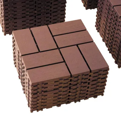 Produktbild von 44 Stück PVC Klick-Terrassenfliesen 30x30x2 cm, ca. 4 m², wetterfest, rutschfest, wasserabweisend, für Balkon, Terrasse und Garten