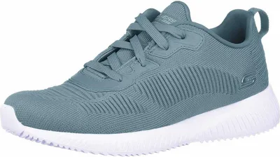 A single teal Skechers sneaker is shown from a side-angle on a white background.