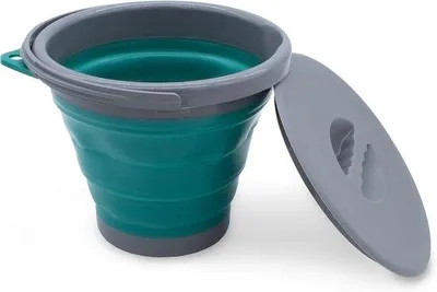 Produktbild von Famanu Faltbare Silikon Campingemmer 5 Liter mit Deckel - Platzsparend für Camping und Outdoor