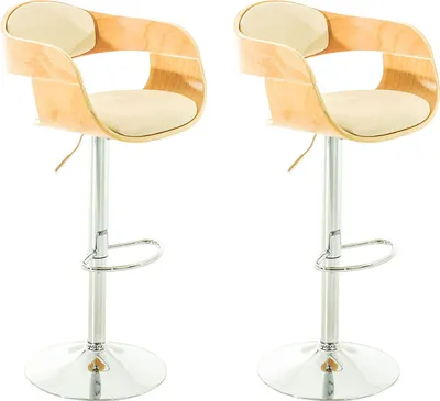 Produktbild von CLP 2er Set Barhocker Kingston Kunstleder drehbar mit Höhenverstellung,natur/creme