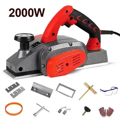 Produktbild von Holzhobel und Oberfräse - Elektrischer Handfräser 220V - Hohe Leistung - Fräsen und Gravieren von Holz - Nutfräse - Handgeführt - EU-Stecker
