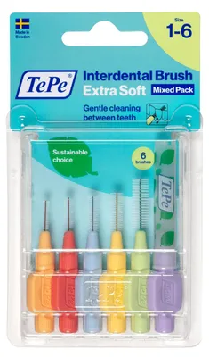 Obrázok produktu pre TePe Extra Soft Szczoteczki do przestrzeni międzyzębowych zestaw startowy, 6 sztuk